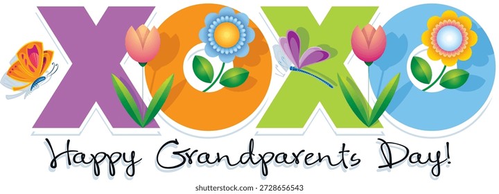 A warm and affectionate greeting card design celebrating Grandparents Day, honoring the love, wisdom, and special bond shared across generations. Featuring an “XOXO” message symbolizing hugs and kisses, this design is perfect for expressing gratitude and appreciation for grandparents on their special day.