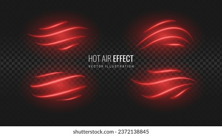 Warm air flow icon on a transparent background. Infrared wind wave light effect. Vector illustration