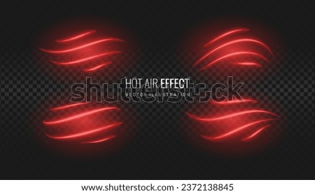 Warm air flow icon on a transparent background. Infrared wind wave light effect. Vector illustration