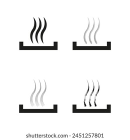 Warm air icon set. Rising steam symbols. Vector illustration. EPS 10.