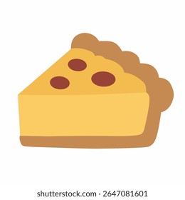 Warm apple pie slice flat illustration, perfect for fall food, Thanksgiving, and dessert-themed designs.