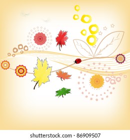 warm autumn background with maple leaves