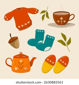 warm autumn collection illustration texture handdrawing decorative