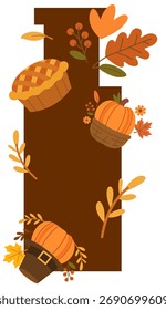 Diseño de otoño caliente que muestra el árbol y bellotas con fondo naranja