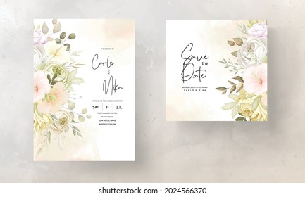 plantilla de tarjeta de invitación para bodas florales de otoño de otoño caliente