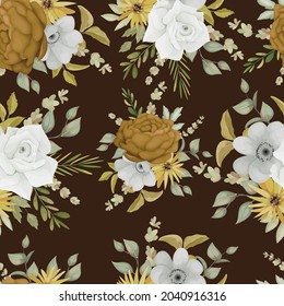 warm autumn floral seamless pattern design