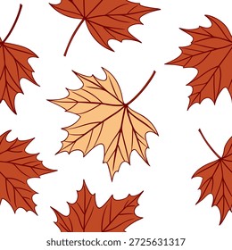 Outono quente deixa padrão sem costura com castanhos ricos vermelhos e laranjas para uma queda acolhedora inspirado design conceito como Aconchegante outono folhas padrão com tons vermelho marrom e laranja ricos ideais para queda inspirados projetos no Photo Stock Concept e espaço vazio no lado esquerdo, sem texto —ar 7:2 —azulejo