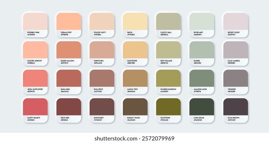 Warm Autumn Palette. Fashion Fall color trends. Color palette forecast of the future shades. Vector template illustration EPS10