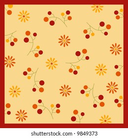 A warm autumn pattern with berries and flowers