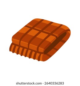Warm Autumn Scarf. Autumn and winter clothing. Warmth, coziness, fall. Stylish long plaid scarf. Vector