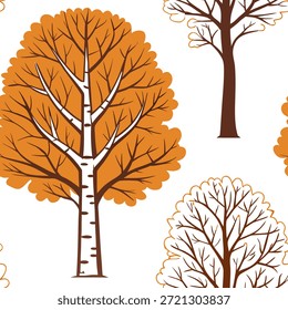 Warm autumn trees seamless tile pattern with chestnut and fir trees for inviting seasonal decor concept as Chestnut and fir trees arranged seamlessly to create warm and inviting seasonal autumn decor in Photo Stock Concept and empty space on the left side,no text --ar 7:2 --tile