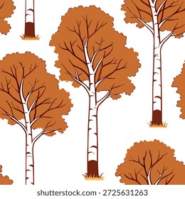 Warm autumn trees seamless tile pattern with chestnut and fir trees for inviting seasonal decor concept as Chestnut and fir trees arranged seamlessly to create warm and inviting seasonal autumn decor in Photo Stock Concept and empty space on the left side,no text --ar 7:2 --tile