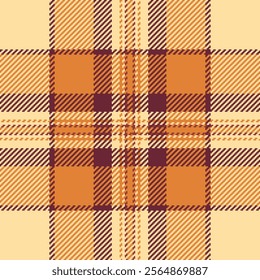 Warm autumnal plaid pattern in orange and brown hues. Perfect for fall-themed designs, textile prints, website backgrounds, and more.  Creates a cozy and inviting aesthetic.