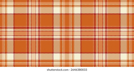 Warm autumnal plaid pattern in orange and cream tones.  Perfect for fallthemed designs, textiles, or website backgrounds.