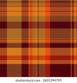 Warm autumnal plaid pattern in rich oranges, browns, and deep reds.  Perfect for fallthemed designs, textile prints, apparel, and website backgrounds.