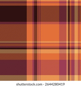 Warm autumnal plaid pattern in rich oranges, browns, and burgundy.  Perfect for fallthemed designs, textiles, or website backgrounds. Evokes feelings of comfort and warmth.