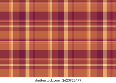 Warm autumnal plaid pattern. Seamless texture in earthy tones of brown, orange, and burgundy. Ideal for textile design, fallthemed projects, or website backgrounds.