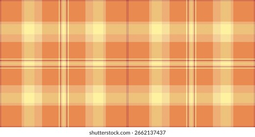 Warm, autumnal plaid pattern in soft orange and pale yellow hues.  Perfect for textile design, website backgrounds, or fallthemed projects.  Evokes feelings of warmth, comfort, and rustic charm.