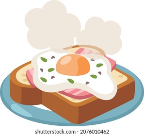 Warm bacon and eggs toast