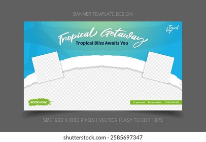 warm banner abstract background vacation agency promotion with image replacement easy to edit ideal for travel ads