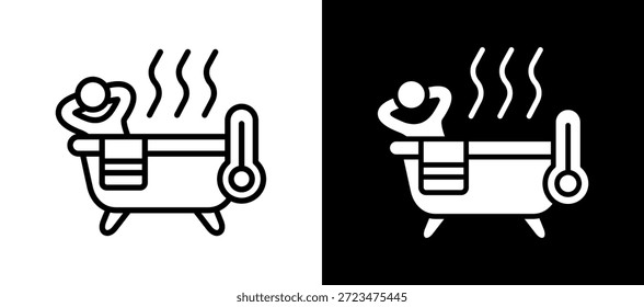 Ícone de banho quente branco Ilustração de vetor preto