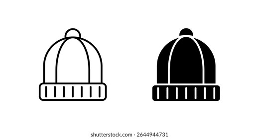 Warm beanie hat icon set for winter fashion, cold weather, and cozy accessories. Useful for clothing, seasons, and outdoor themes.