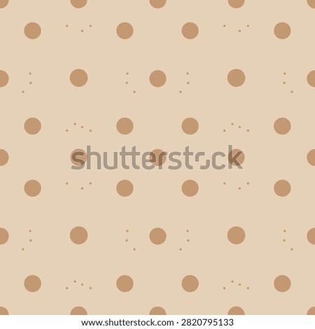 Warm beige and brown polka dot seamless pattern on cream background. Minimalist circle grid with tiny speckles hand drawn vector illustration.