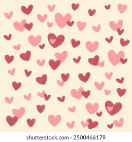 Warm Beige with Colorful Heart Pattern