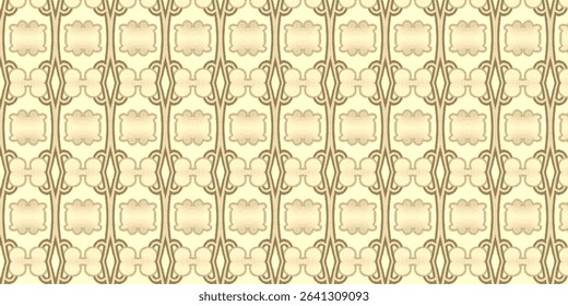 Warm beige floral-like vintage pattern with an art deco feel, perfect for backgrounds, interior design, or timeless fabric prints.