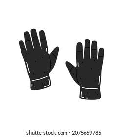 Warm black gloves. Seasonal autumn or winter clothes. Vector flat illustration