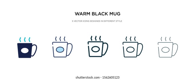 warm black mug icon in different style vector illustration. two colored and black warm black mug vector icons designed in filled, outline, line and stroke style can be used for web, mobile, ui