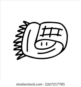Una manta caliente rodada. Asustar. Ilustración vectorial dibujada a mano. Plantilla, clipart, logotipo, esbozo, icono.