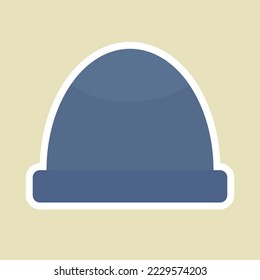 Warm blue hat. Vector illustration