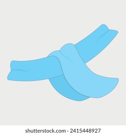 Warm blue winter scarf on a gray background