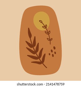 Warm boho floral shapes terracotta modern vector illustration abstract decor