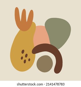 Warm boho floral shapes terracotta modern vector illustration abstract decor