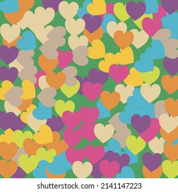 Warm Bright Simple Romantic Wedding Art. Purple Colorful Orange Ornamental Fabrics. Multicolor Rainbow Hearts Love Confetti Vector Style. Pink Yellow Violet Saint Valentine Modern Design.