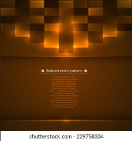 warm brown abstract geometric background with luminous accents. Vector illustration