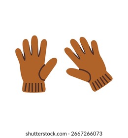 warm brown gloves for hands isolate