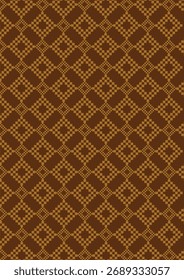 Padrão tradicional castanho quente e dourado com estilo geométrico étnico para decoração têxtil.