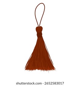 Uma ilustração de vetor de borla marrom quente, perfeita para projetos com temas terrestres, decoração rústica, artesanato boêmio ou acessórios tradicionais. Design limpo e versátil adequado para moda, interiores, ou ha