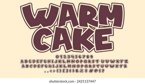 tipografía de tarta caliente tipográfico lindo efecto de texto de color Alfabeto lindo estilo retro lindo mostrar letras de letra manuscrito