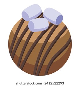 Warme Süßigkeiten Ball Symbol isometrische Vektorgrafik. Gourmet-Milchkuchen. Süßspeise
