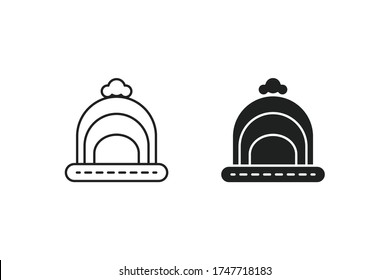 Warm cap line and solid icon. Winter hat icon. Beanies icon vector illustration. Autumn season vector design concept, outline style pictogram, use for web and app. Eps 10