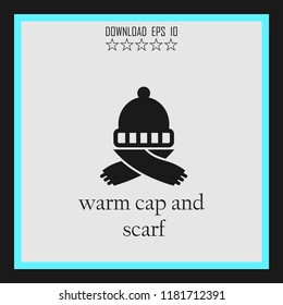 warm cap and scarf sketch vector icon