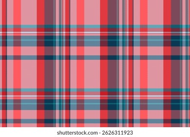 Warm check tartan vektor, gealterte hintergrund textur plaid. Stoffdruck Muster Textil nahtlos Stoff in rot und türkis Farben Palette.