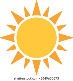 Warm cheerful sun icon in flat style on white background