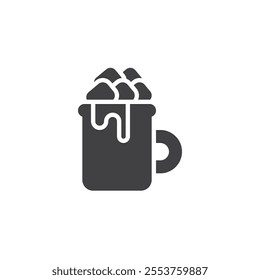 Warm chocolate drink with marshmallows vector icon. filled flat sign for mobile concept and web design. Hot Chocolate Cup glyph icon. Symbol, logo illustration. Vector graphics