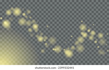 Warm christmas bokeh light. Light circles along a curve. Vector illustration EPS10