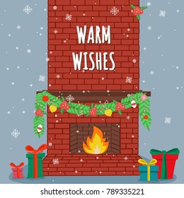 Warm Christmas fireplace.
